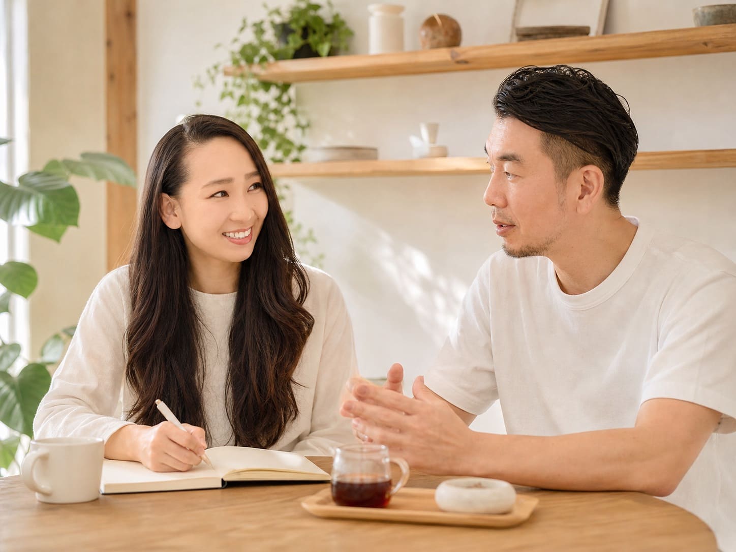 KOREDE開発者のSaeがスタッフと話し合っている様子