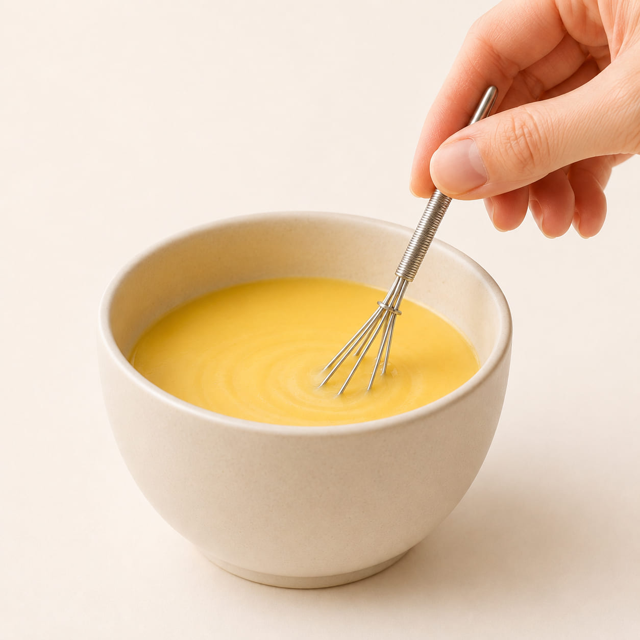 泡立て器でなめらかに混ぜる
