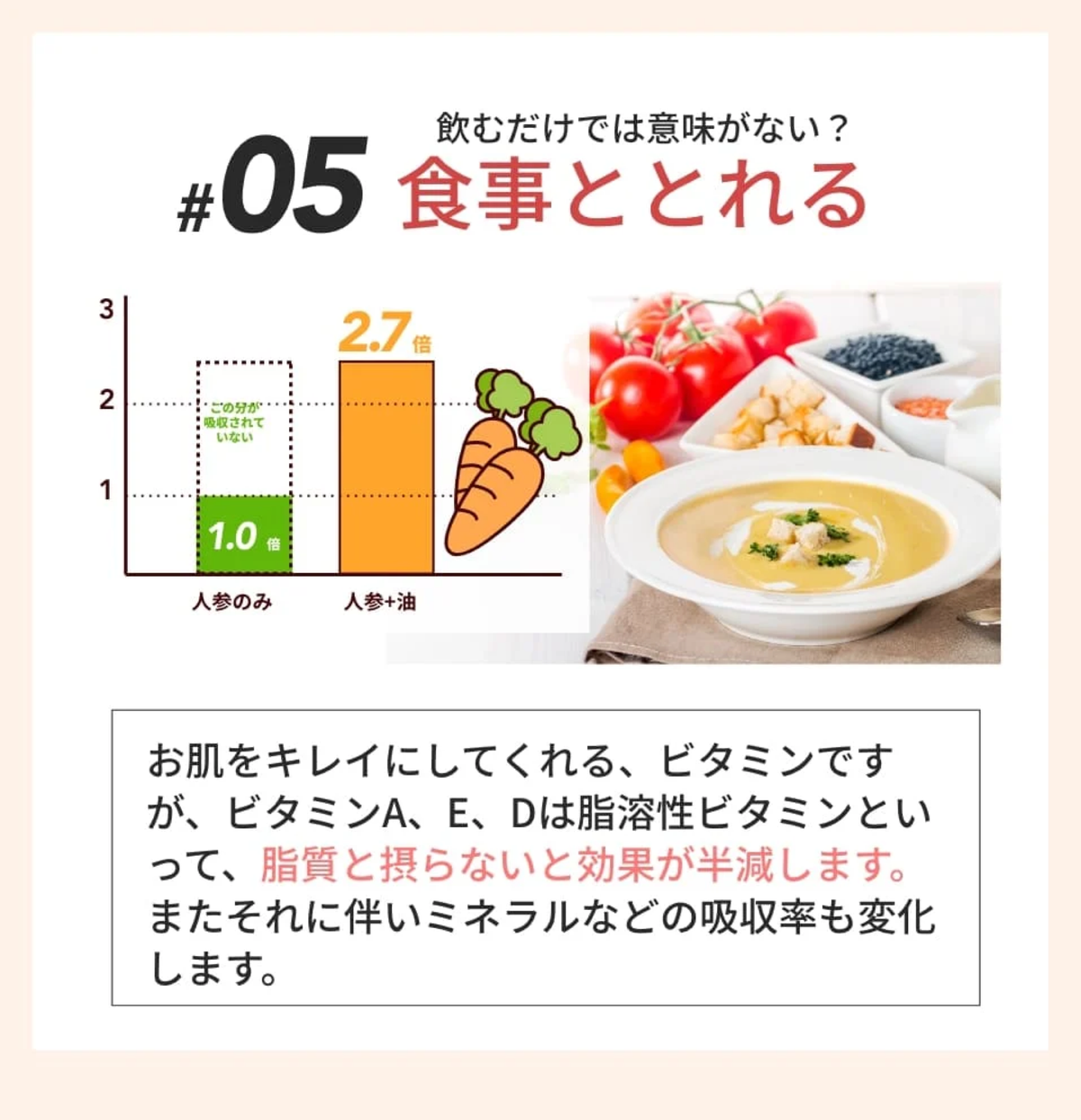 KOREDEのプロテインスープは食事ととれる