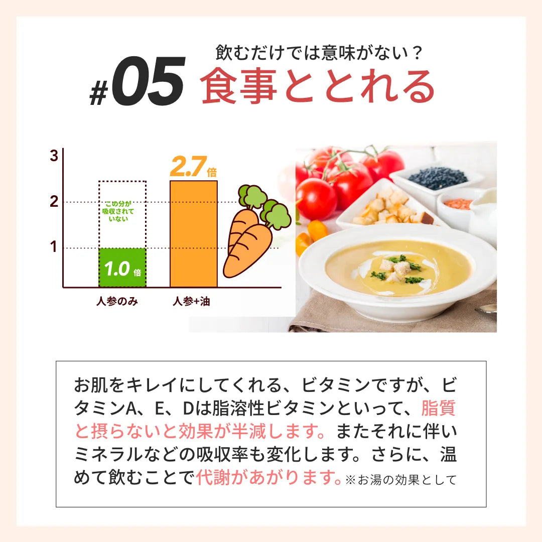 KOREDEプロテインスープは食事ととれる